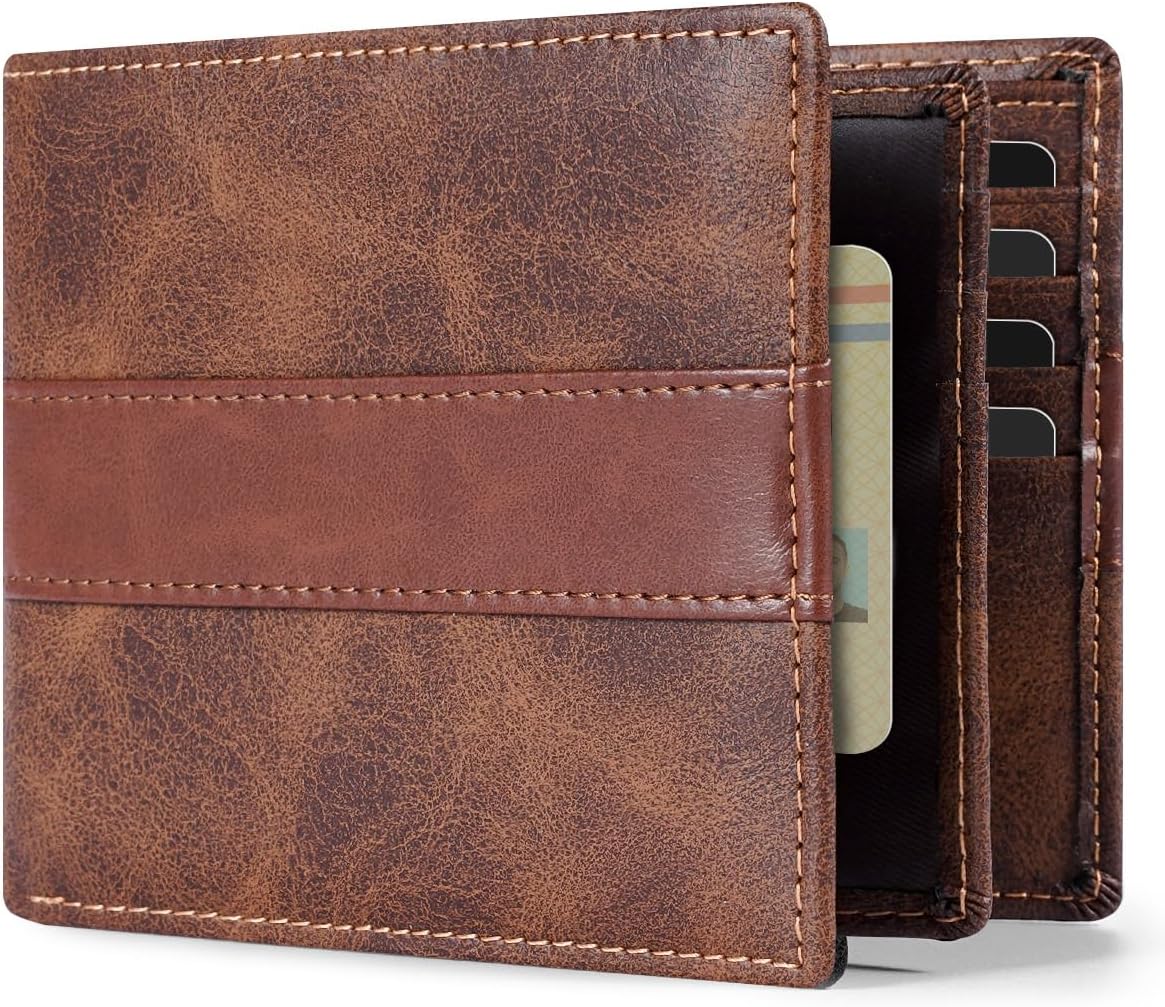 71CwO9hAymL._AC_SL1500_.jpg Genuine Leather Bi-fold RFID Anti-magnetic Wallet for Men - Image 1