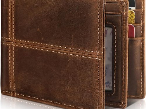 Genuine Leather Bi-fold RFID Gift Box Anti-magnetic Wallet