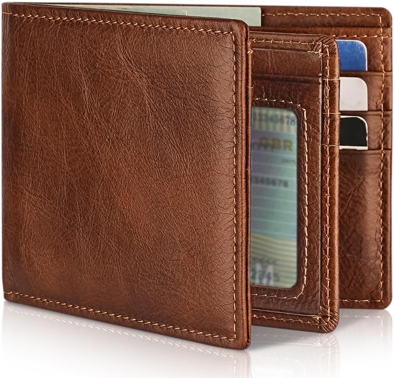 71g-RuXU5zL._AC_SL1383_.jpg Genuine Leather Bi-fold RFID Gift Box Men's Wallet - Image 1