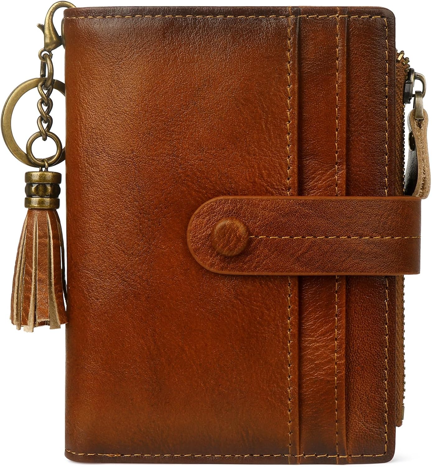81Apx2OajBL._AC_SL1500_.jpg Brown Bi-fold Zipper Wallet - Image 1