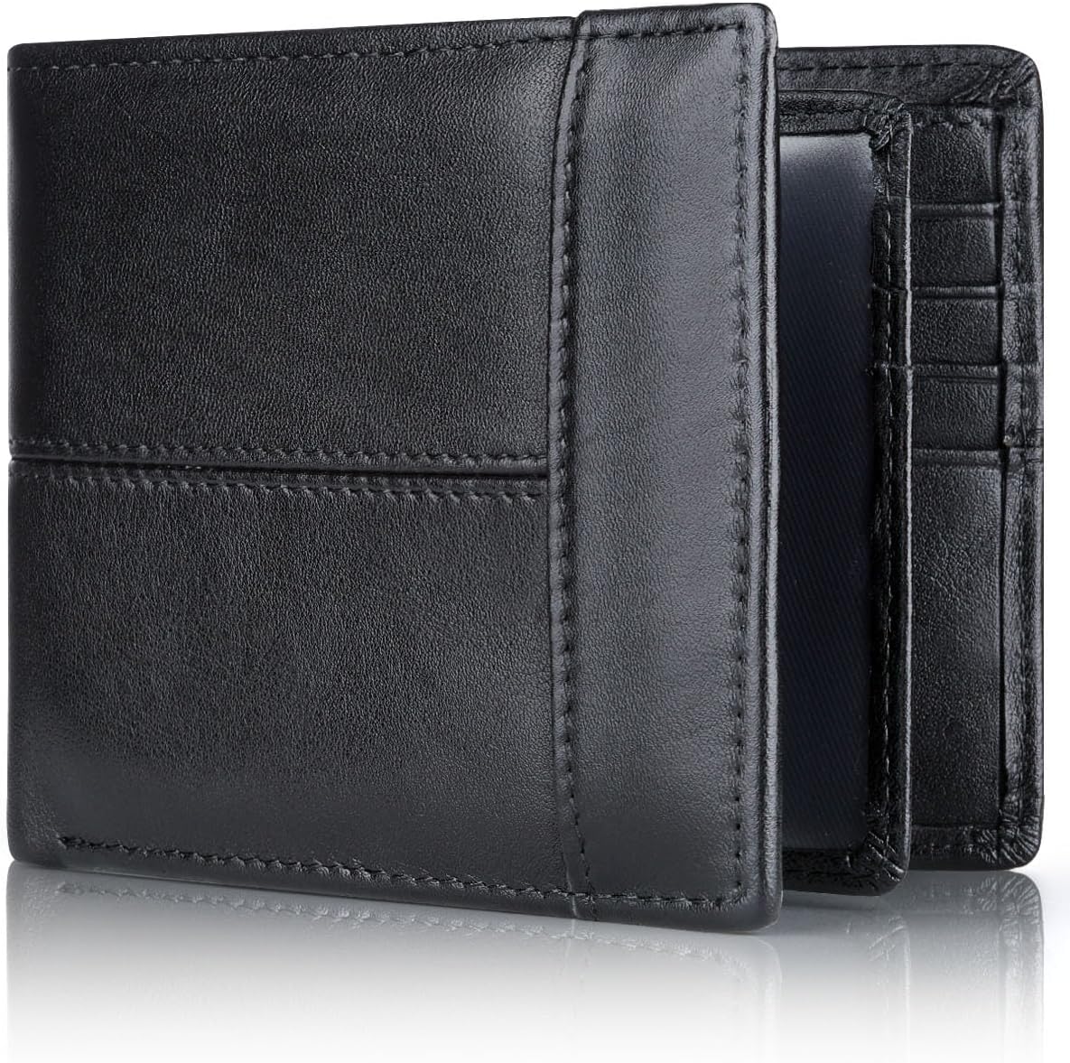 81gBlfG8JcL._AC_SL1500_.jpg Genuine Leather Bi-fold 16 Card Slot ID Window Wallet - Image 1